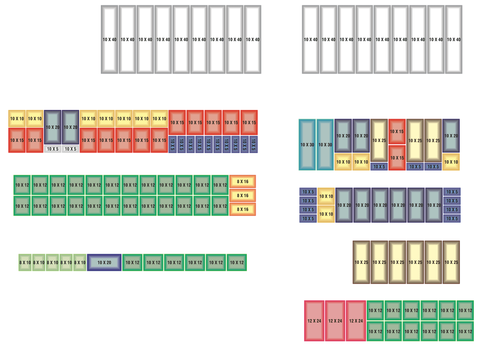 layout of all the storage units and their sizes